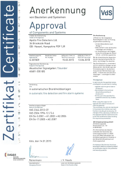 213 001 VdS Zertifikat