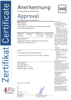 322 001 VdS Zertifikat